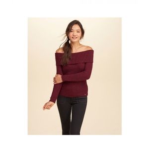 Hollister Off the Shoulder Maroon Sweater